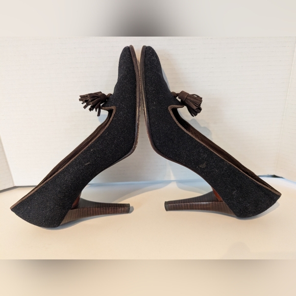 Ralph Lauren‎ LRL Caryl Gray Brown Flannel pump with Tassels, size 8 1/2 - Picture 6 of 14